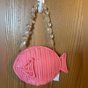 Tommy Bahama Pink Woven Fish Crossbody Bag
